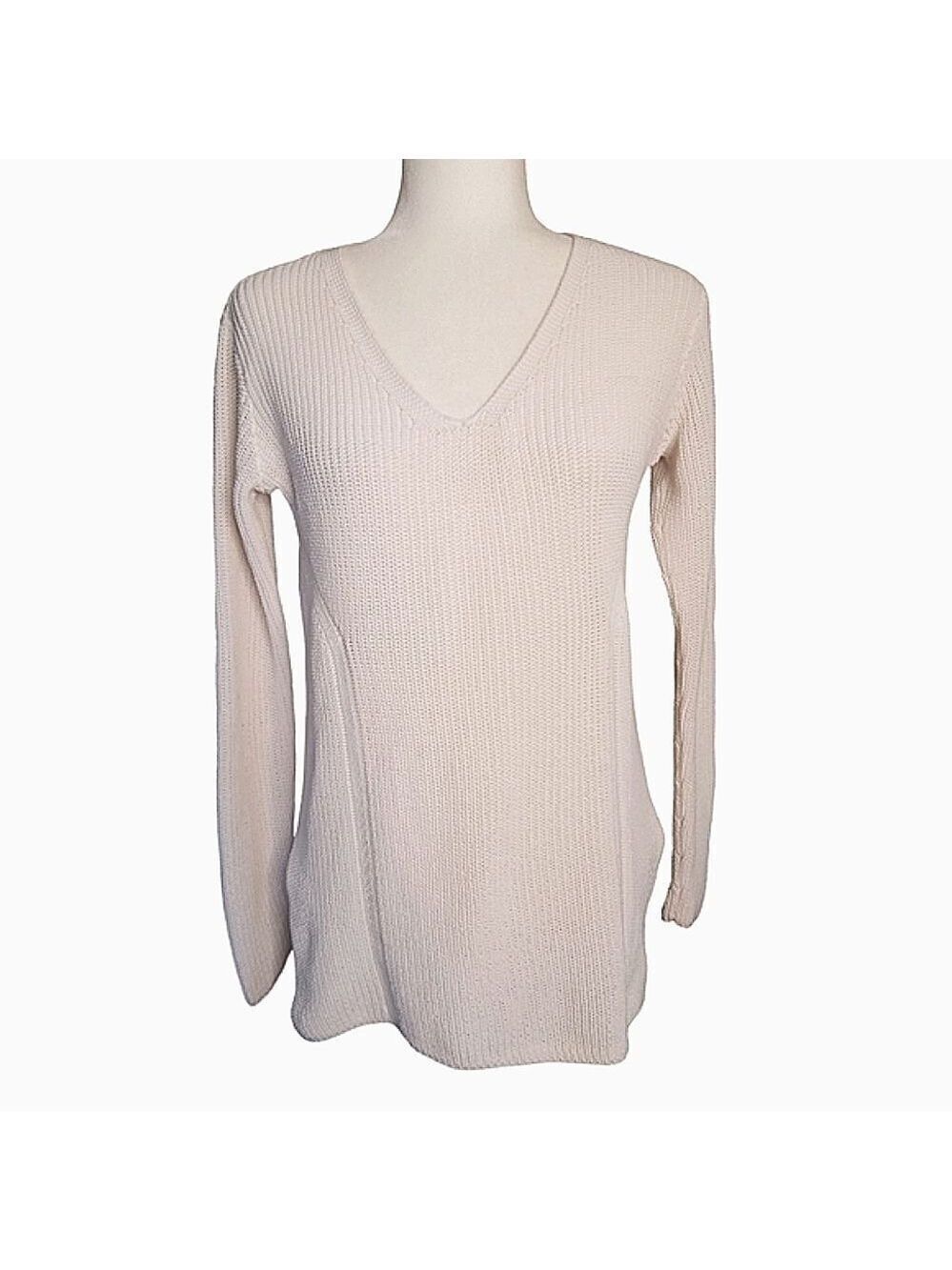 Athleta Sweater V-neck Long sleeve White Pullover Size Small